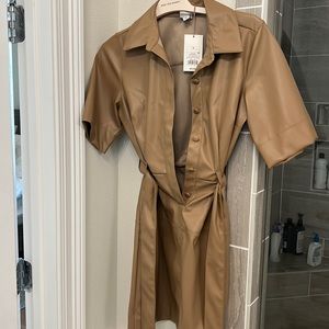 Faux Leather Brown Dress small